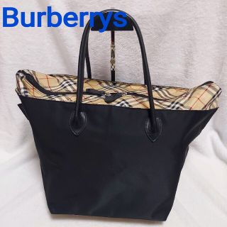 バーバリー(BURBERRY)の美品☆バーバリーズ Burberrysノバチェックトートバッグ ヴィンテージ 黒(トートバッグ)