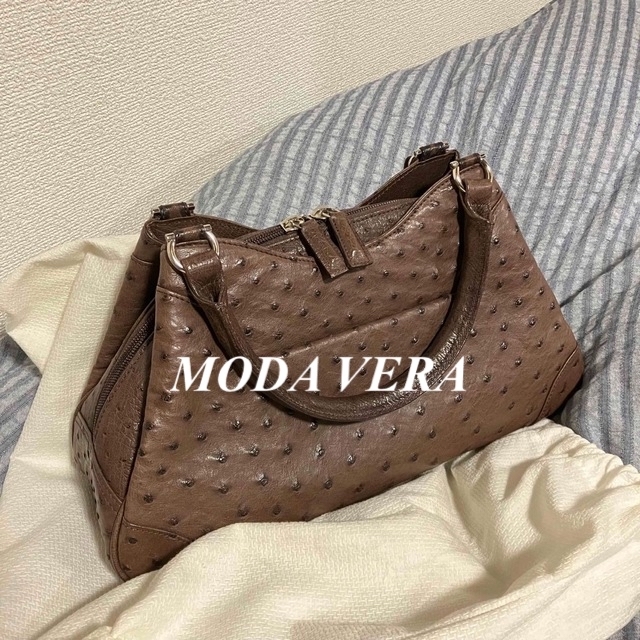 【MODA VERA】 オーストリッチ / ハンドバッグ / 保存袋付き