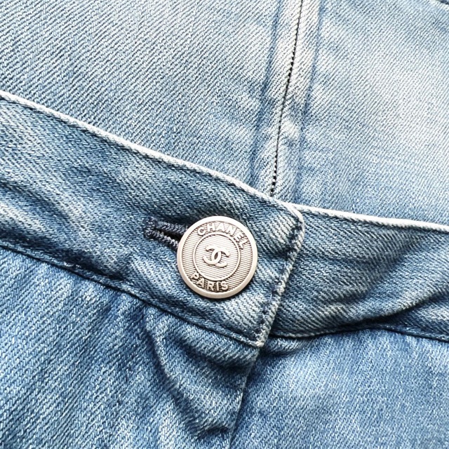未使用 タグ付き CHANEL シャネル デニム お刺繍 ワッペン スカート
