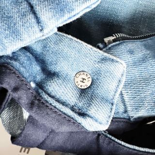 未使用 タグ付き CHANEL シャネル デニム お刺繍 ワッペン スカート 超