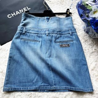 未使用 タグ付き CHANEL シャネル デニム お刺繍 ワッペン スカート 超