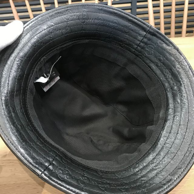 超美品 グッチ バケットハット グッチシマ レザー ブラック M 超美品 グッチ バケットハット グッチシマ レザー ブラック M