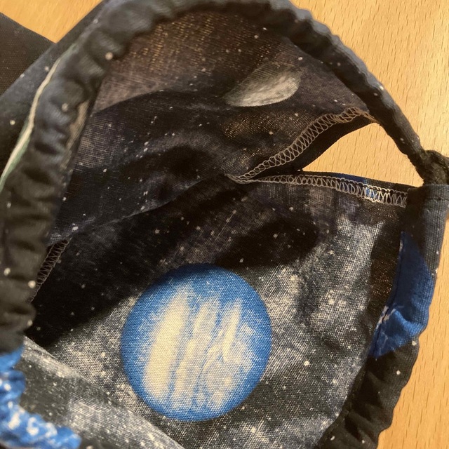 ハンドメイド　巾着　宇宙柄　惑星柄　コップ袋　給食袋 ハンドメイドのキッズ/ベビー(外出用品)の商品写真