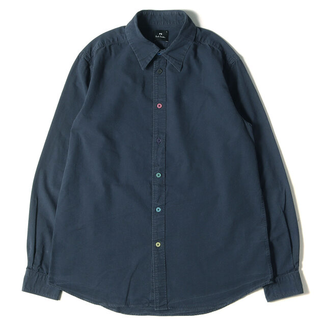 Paul Smith ポールスミス シャツ マルチカラー カラフルボタンシャツ 112314 612PN トップス カジュアルシャツ 長袖 PS ネイビー 紺 L ブランド【メンズ】