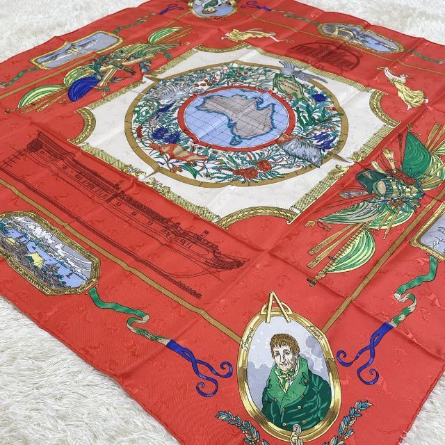 ✨美品✨ HERMES スカーフ カレ90 地理学者 シルク オーストラリア
