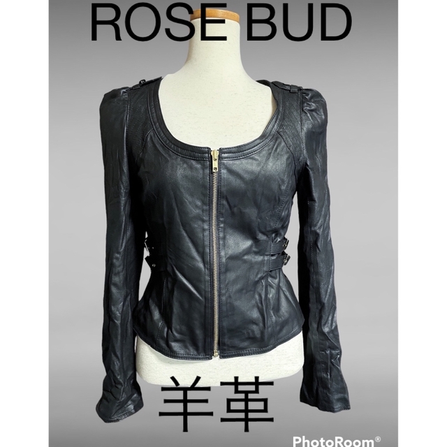 ROSE BUD ローズバッド　レザー　本革　羊革　シープスキン　黒　ブラックローズバッド