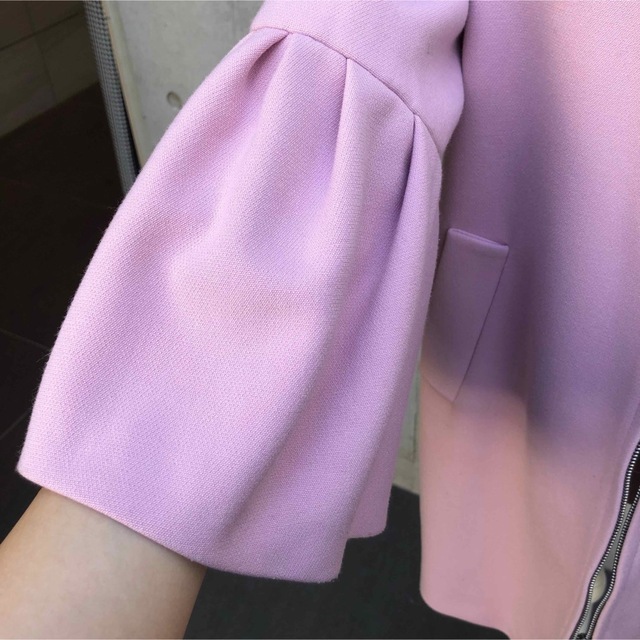 ZARA(ザラ)のピンク ジップアップ スプリングコート トレンチ フレア ロングコート ZARA レディースのジャケット/アウター(スプリングコート)の商品写真
