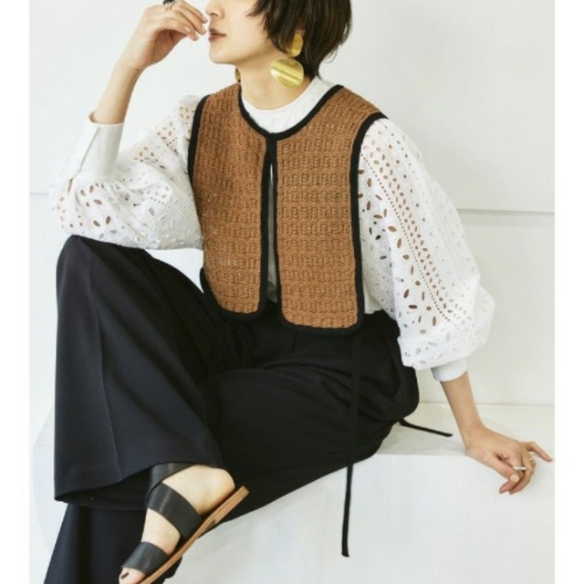TODAYFUL cordyarn piping vest beige