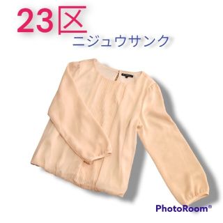 ニジュウサンク(23区)の23区　シフォン　カットソー　ブラウス　トップス　サーモンピンク(シャツ/ブラウス(長袖/七分))