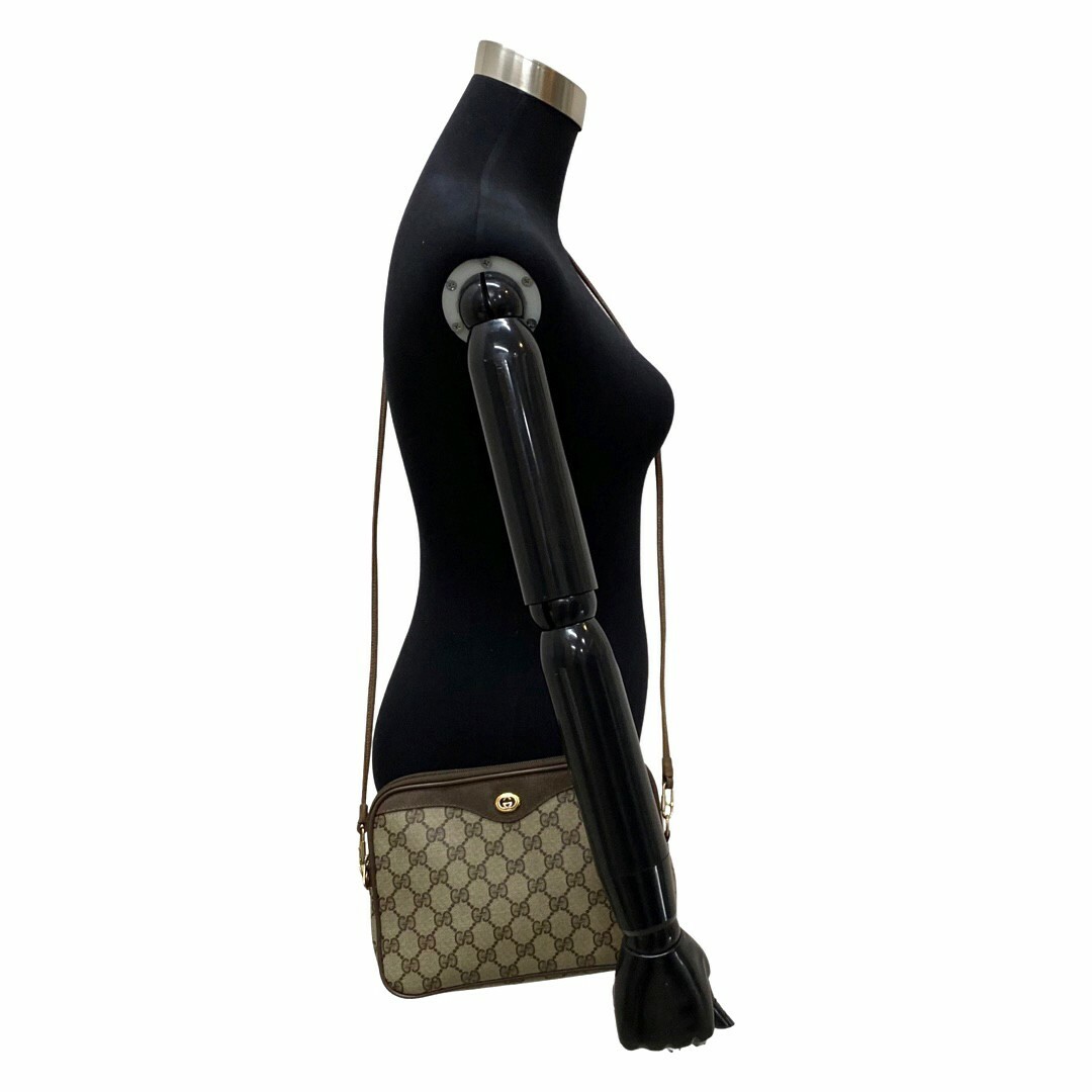 極 美品 GUCCI オールドグッチ グッチ ヴィンテージ GG ロゴ 金具 レザー 本革 ミニ ショルダーバッグ ポシェット ブラウン 66529
