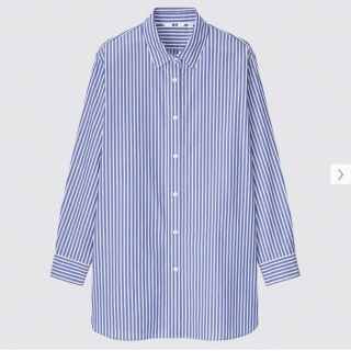 ユニクロ(UNIQLO)のコットンストライプロングシャツ（長袖）(シャツ/ブラウス(長袖/七分))