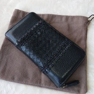 ボッテガヴェネタ(Bottega Veneta)の☆ラウンドジップ☆BOTTEGA VENETA 長財布 イントレチャート 黒 革(長財布)