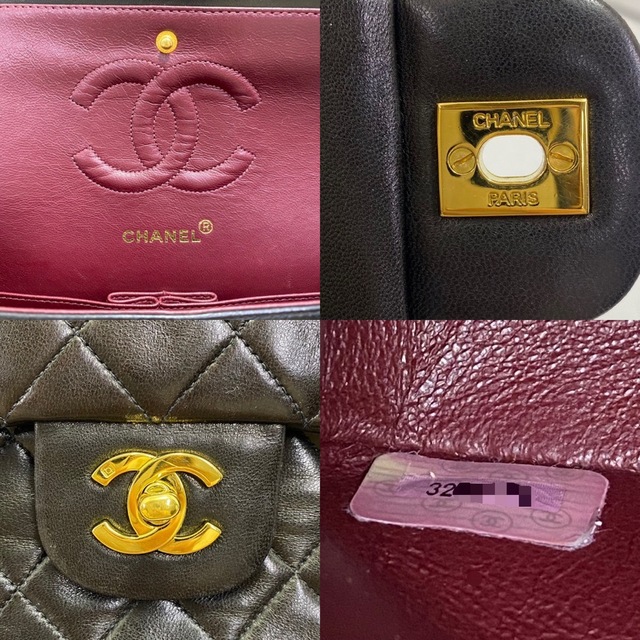 CHANEL(シャネル)のCHANEL シャネル ショルダーバッグ マトラッセ25 Matelasse ココマーク ココ ターンロック ダブルチェーン ダブルフラップ かばん 鞄 A01112 ラムスキン    ブラック 黒 ゴールド金具 レディース 人気【中古品】 レディースのバッグ(ショルダーバッグ)の商品写真