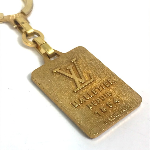 ルイヴィトン LOUIS VUITTON MALLETIER DEPUIS 1854 ロゴ マルティエ ヴィンテージ キーリング チャーム キーホルダー GP ゴールド