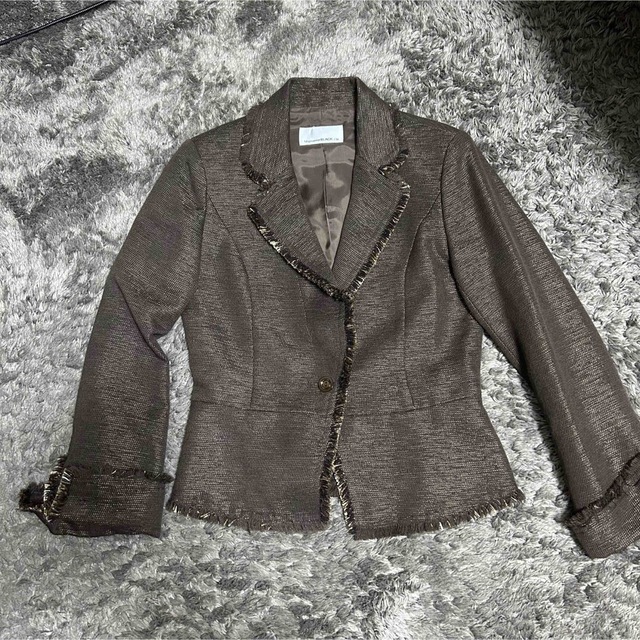 【美品】エムプルミエブラック 茶色 ジャケット 36 S 7号 レディースのジャケット/アウター(テーラードジャケット)の商品写真