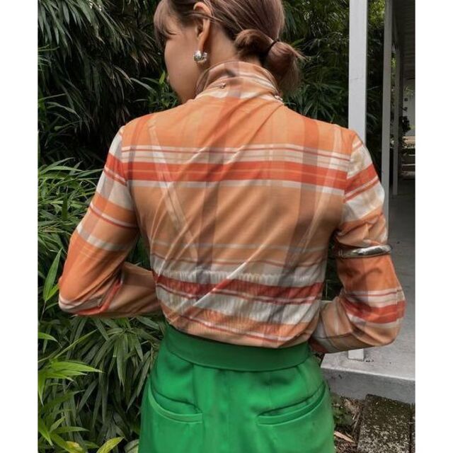 Ameri VINTAGE - AMERI SHEER CHECK HIGH NECK CUT TOP 正規品の通販