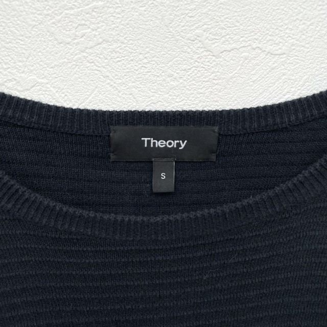 近年モデル】セオリー Theory コットン素材 半袖 サマーニット 濃紺 S