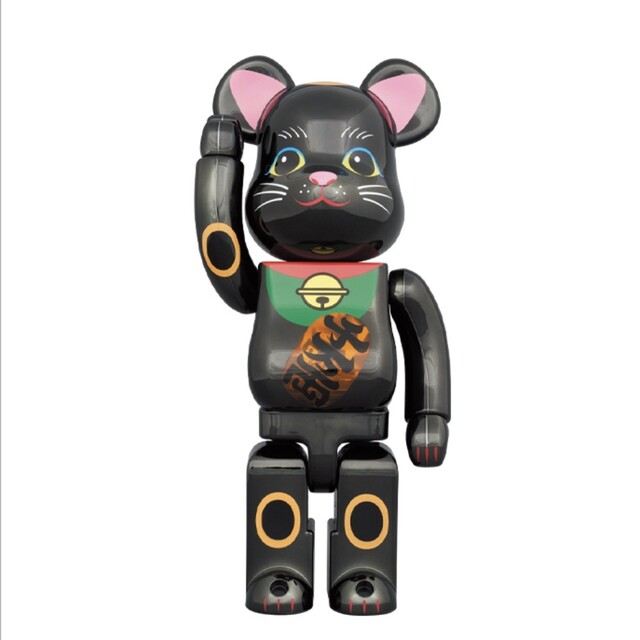 フィギュアBE@RBRICK 招き猫 黒メッキ 発光 400％　2体セット