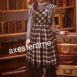 アクシーズファム(axes femme)の新品タグ付き★アクシーズファム　チェックシフォンワンピース(ひざ丈ワンピース)