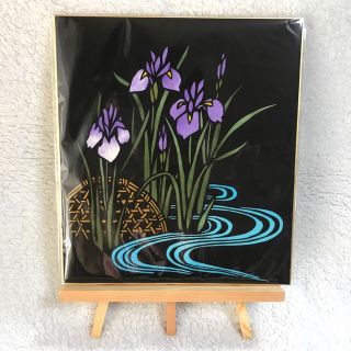 【切り絵】花菖蒲　古風な雰囲気をもたらす落ち着いた草花　ハンドメイド　色紙　和紙(アート/写真)