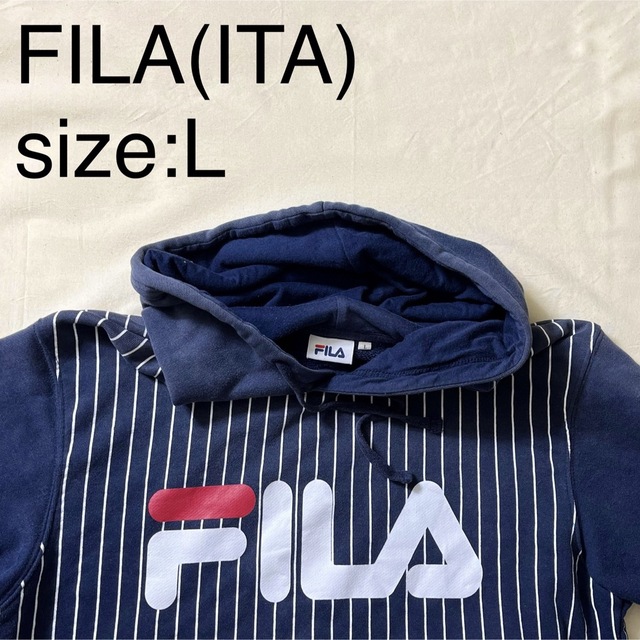 FILA(ITA)ビンテージグラフィックスウェットパーカ　ネイビー