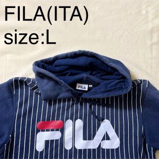 フィラ(FILA)のFILA(ITA)ビンテージグラフィックスウェットパーカ　ネイビー(パーカー)