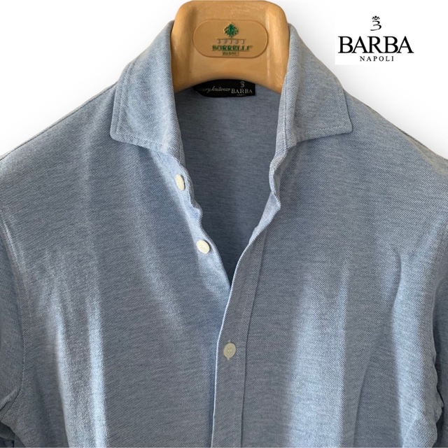 BARBA(バルバ)の美品/春夏/BARBA/beams取扱/鹿子ニットストレッチシャツ メンズのトップス(シャツ)の商品写真