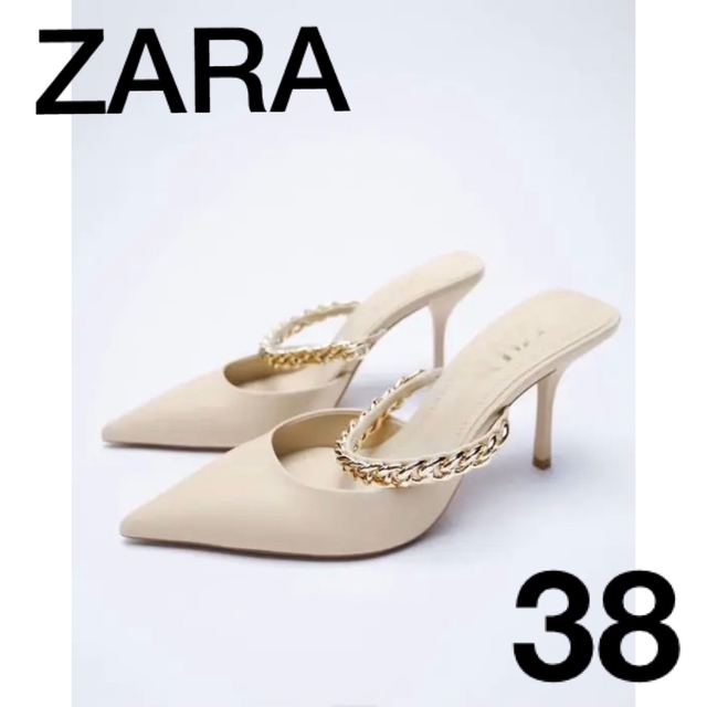 新品　ZARA チェーン　ハイヒール シューズ パンプス　38