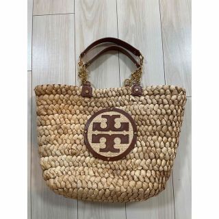 トリーバーチ(Tory Burch)の確実正規品　美品　トリーバーチ　ロゴ　カゴバッグ　レザー✖️カゴ(かごバッグ/ストローバッグ)