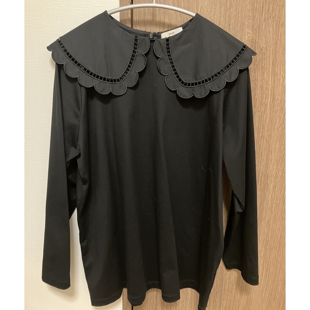 yori スカラップカラーロンTee ブラック フリーサイズ-