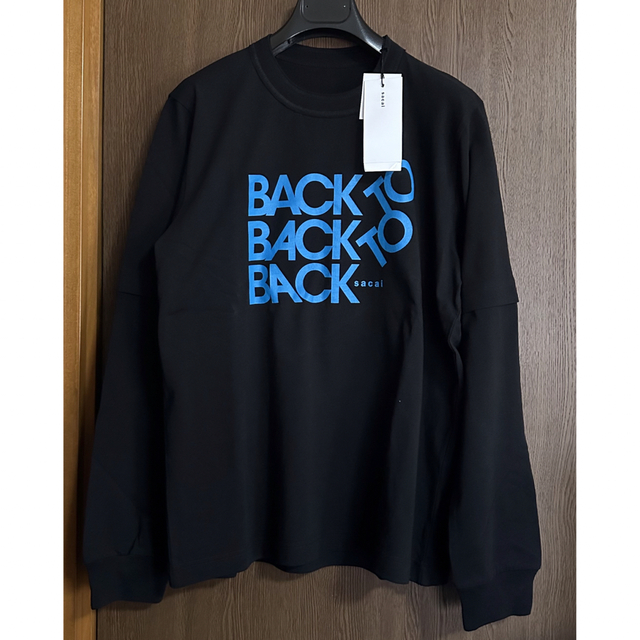 黒3新品 sacai サカイ メンズ BACK to ロング Tシャツ ブラック