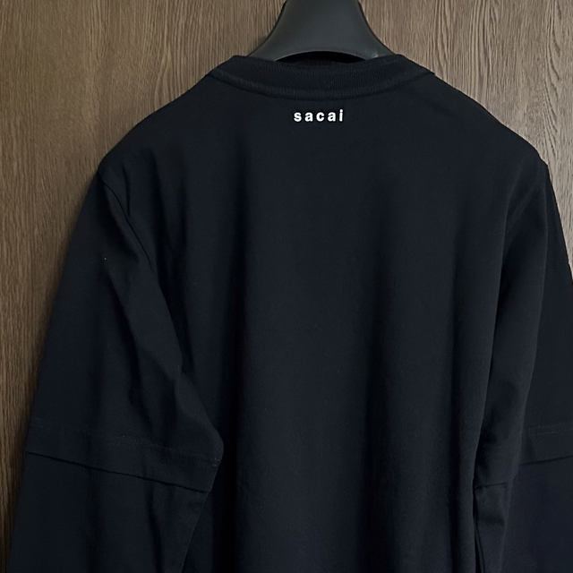 黒3新品 sacai サカイ メンズ BACK to ロング Tシャツ ブラック-