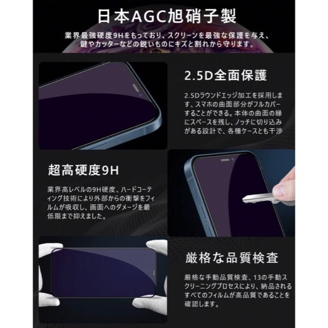 iPhone 11/XRガラスフィルム （1枚入り）【防塵設計/ガイド枠付き】 スマホ/家電/カメラのスマホアクセサリー(保護フィルム)の商品写真