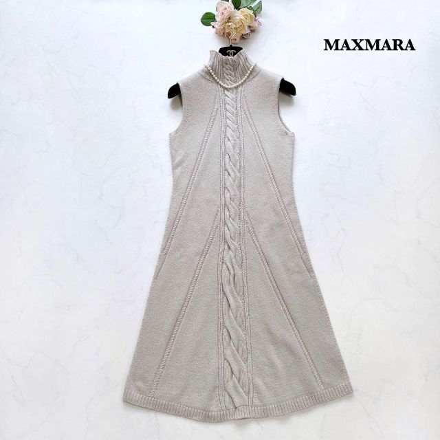 MAXMARA】最高級白タグ＊カシミヤ100% ニットワンピース ハイネック