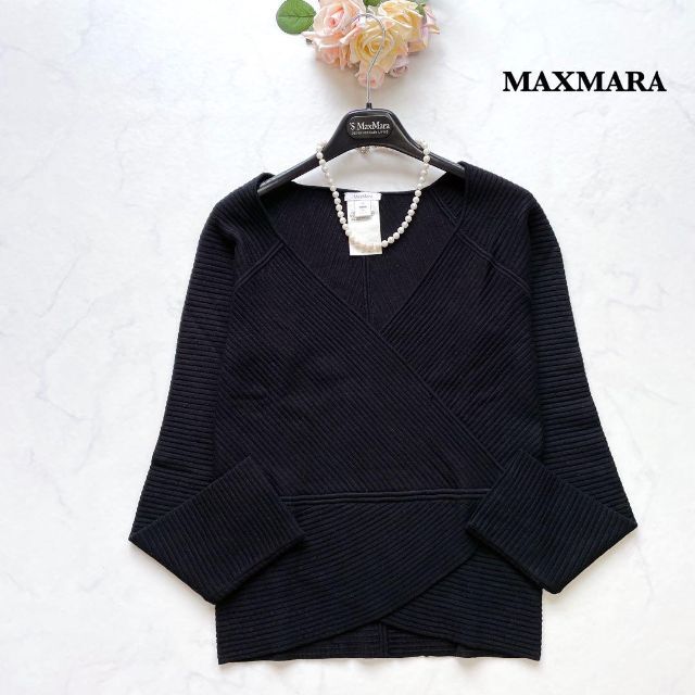 MAXMARA】最高級白タグ＊シルク85% デザインニット カシュクール M-