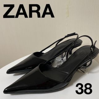 ザラ(ZARA)の新品　ZARA  ローヒールパンプス　ブラック　38(ハイヒール/パンプス)