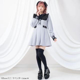 DearMyLove - レース重ねハートバックルベルトワンピースXL 青の通販
