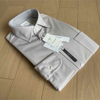 スーツカンパニー(THE SUIT COMPANY)のスーツカンパニー長袖ドレスシャツ39-84ジャージー素材ブラウン新品カッタウェイ(シャツ)