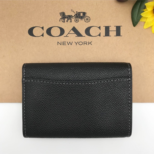 COACH コーチ フラップ カードケース ブラック 名刺入れ 黒 ゴールドロゴ