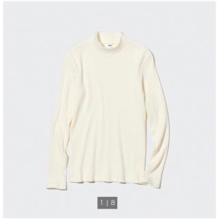 ユニクロ(UNIQLO)のUNIQLO リブハイネックT Mサイズ　オフホワイト(Tシャツ(長袖/七分))