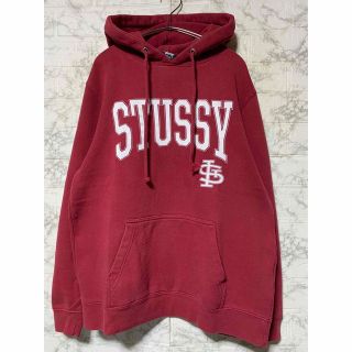 ステューシー(STUSSY)のダメージ有り。stussy ステューシー　パーカー　レッド/Mサイズ(パーカー)