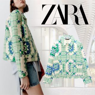 ZARA プリントキルティングジャケット