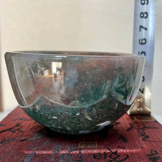 モスアゲート 茶碗 水草瑪瑙 天然石 パワーストーン ラッキー 幸運 風水晶魔除け