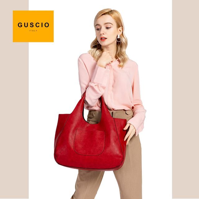 【色: レッド】グッシオ ベーシック3WAY トートバッグ x ショルダーバッグ 【色: ブラック】グッシオ ベーシック3WAY トートバッグ x ショルダーバッ