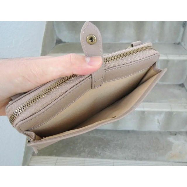 スマホも入る!新品 送料込☆お財布 ショルダー 牛革☆大容量