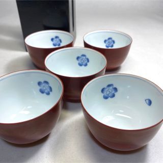 タチキチ(たち吉)のG-93たち吉　煉瓦色　桜と紅葉のお湯呑み　汲み出し5客(食器)