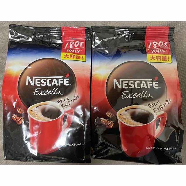 Nestle(ネスレ)の2袋セット　大容量180g  ネスカフェエクセラ　レギュラーソリュブルコーヒー 食品/飲料/酒の飲料(コーヒー)の商品写真