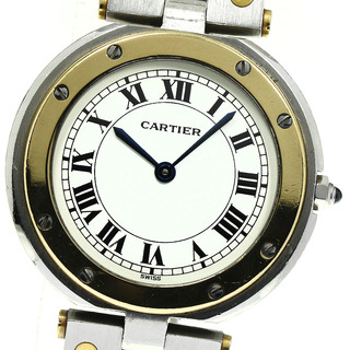Cartier - カルティエ CARTIER 83038288 サントスラウンド LM YGコンビ クォーツ メンズ 保証書付き_737457