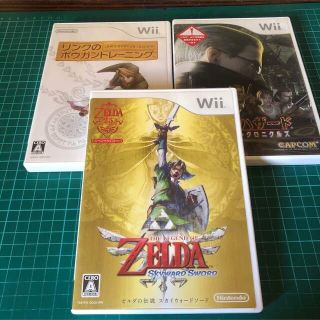 ウィー(Wii)のゼルダの伝説WiiとバイオハザードWiiとボウガントレーニングのセット(家庭用ゲームソフト)