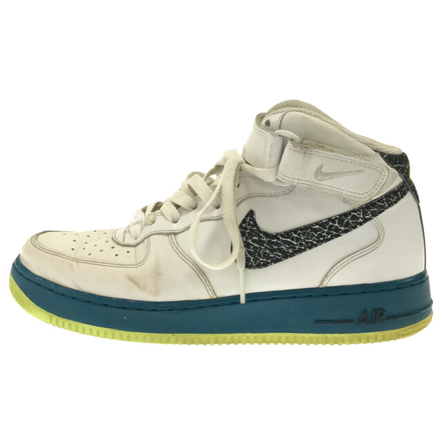 NIKE(ナイキ)のNIKE ナイキ 観賞用　AIR FORCE 1 MID　エアフォースワン　ハイカットスニーカー　ホワイト　グリーン　US8.5　315123-123 メンズの靴/シューズ(スニーカー)の商品写真